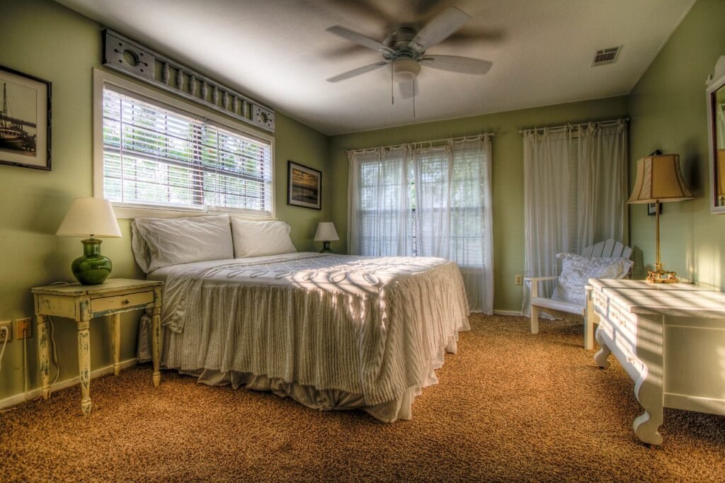 Hotel furniture 
bedroom, sleeping room, bed-